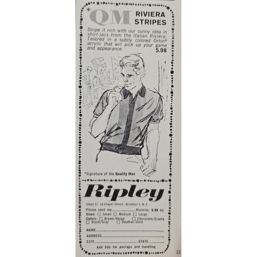 Ripley QM Riviera Stripes Short Sleeve Shirtjac print ad